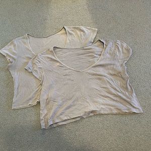 Matching distressed oversized crop tops